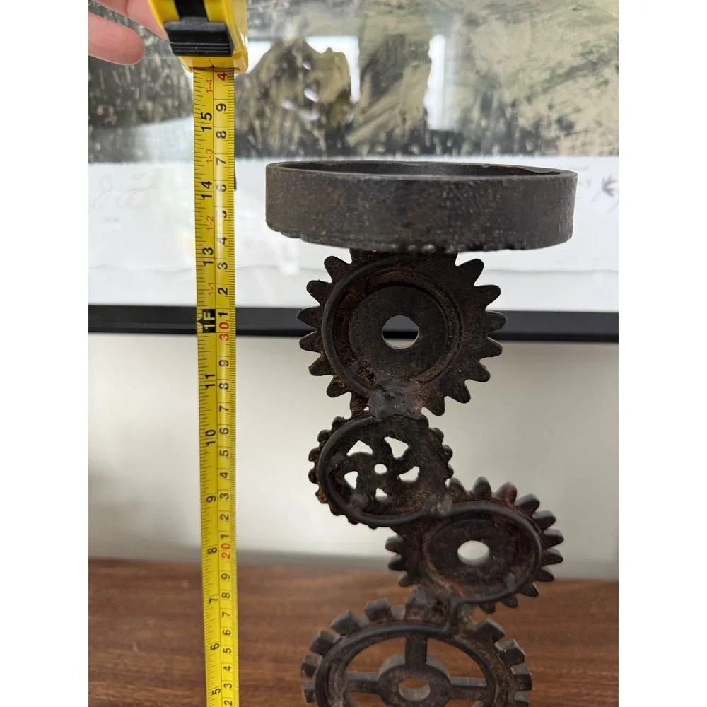 Industrial Gear Cog Candlestick Holder‎ Rustic Metal Decor